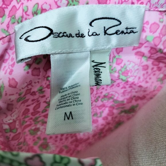 (#512)Oscar de la Renta for Neiman Marcus Pink & Green Floral Print Top Size M - Picture 5 of 7